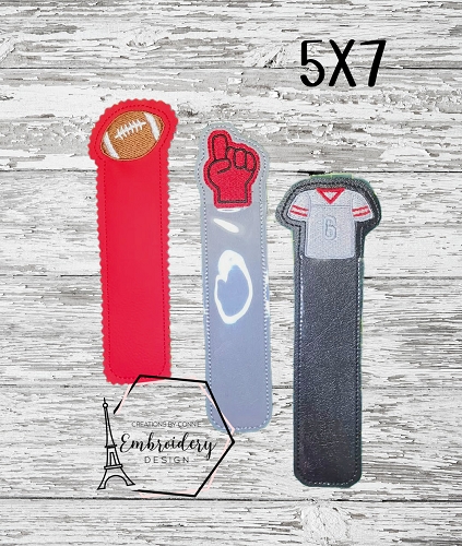 Football Trio Nail File Holder Embroidery Design - 5x7